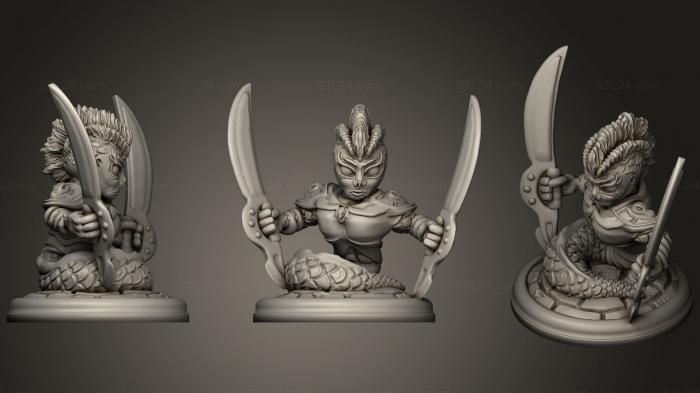 Figurines simple (Naga With Swords, STKPR_0922) 3D models for cnc